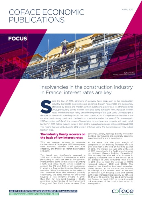 Insolvencies in the construction industry in France: interest rates are key