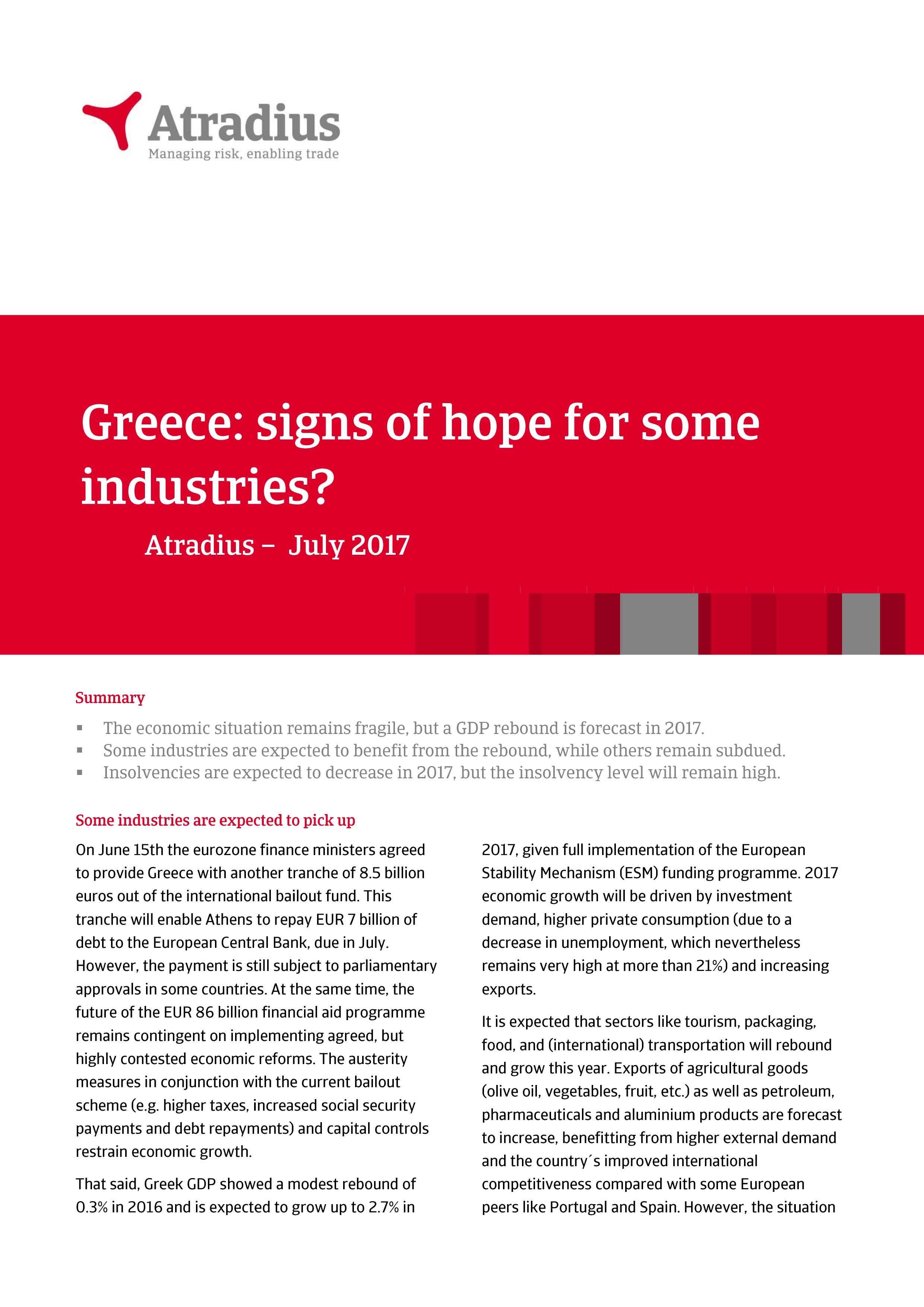 Greece: signs of hope for some industries?