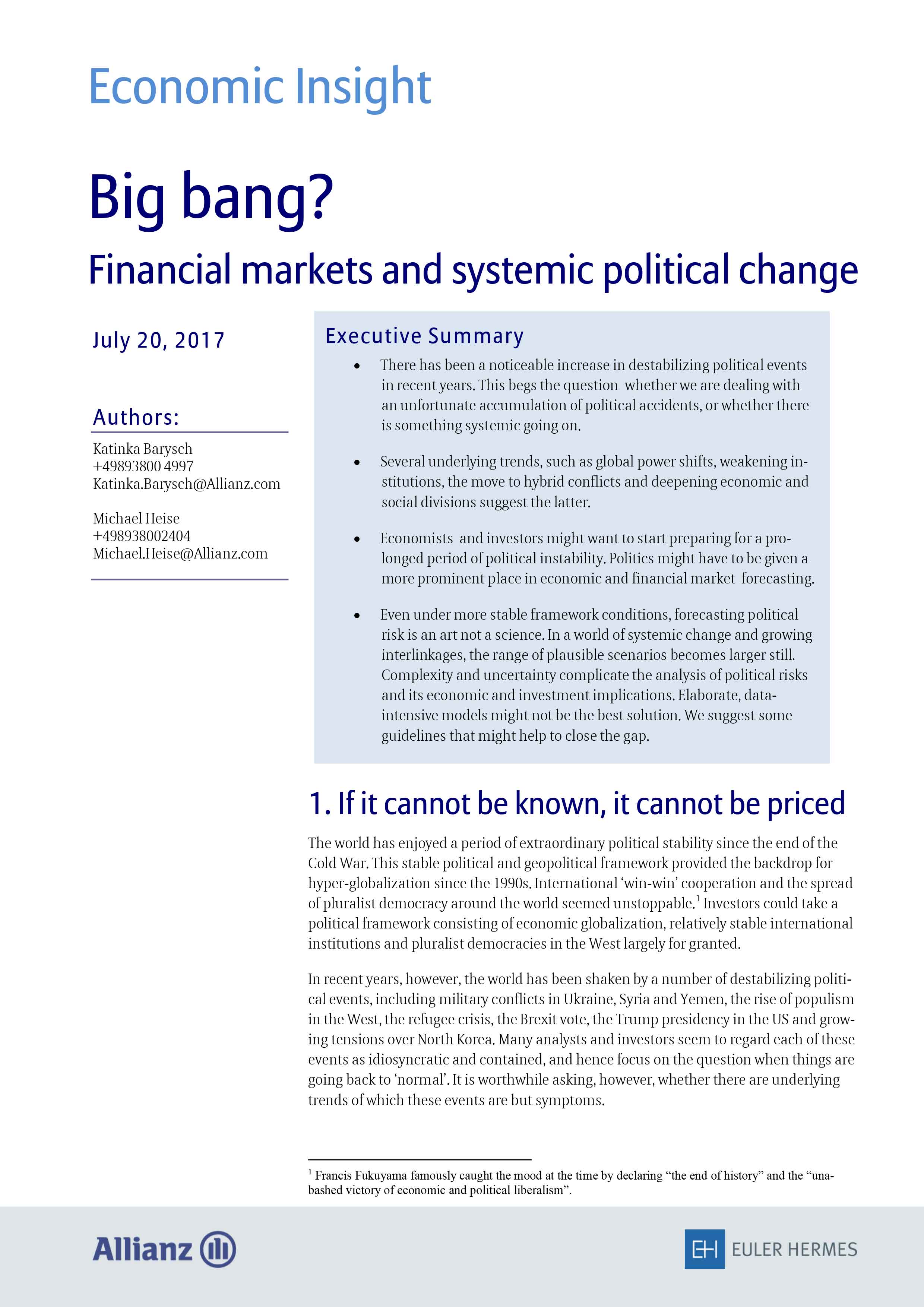 Big bang? Financial markets and systemic political change