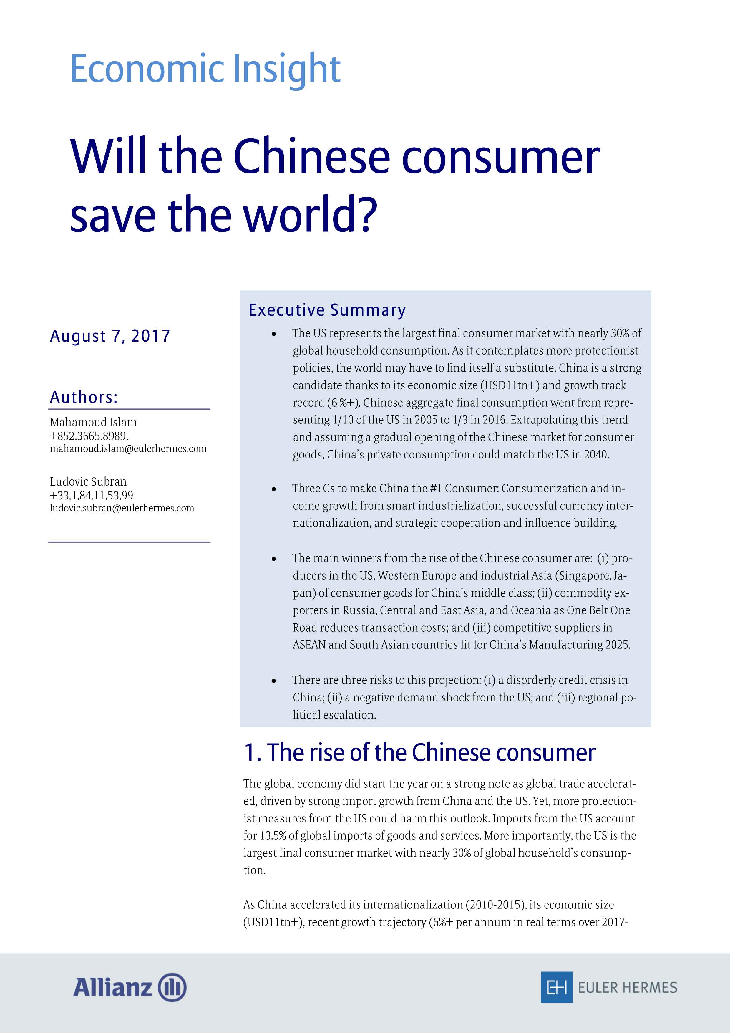 Will the Chinese consumer save the world?