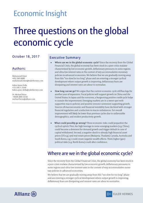 Three questions on the global economic cycle