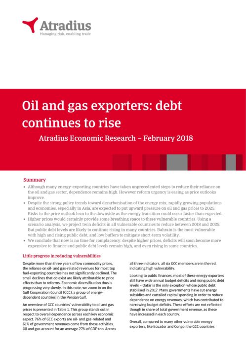 Oil and gas exporters: debt continues to rise