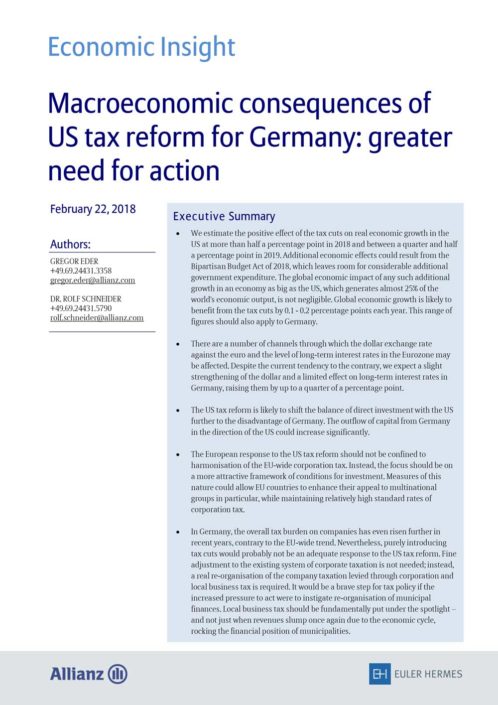 Macroeconomic consequences of US tax reform for Germany: greater need for action
