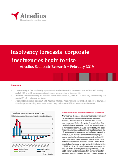 Insolvency forecasts: corporate insolvencies begin to rise